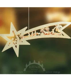 Grande Etoile Lumineuse En Bois A Suspendre