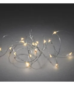 Guirlande Led A Pile, 20 Diodes Ambrees, Fil Argente