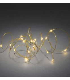 Guirlande Led A Pile, 20 Diodes Ambrees, Fil Laiton