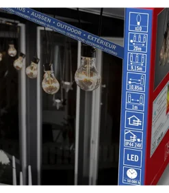 Guirlande Lumineuse De Terrasse 10 M Extensible, 10 Ampoules Ambrees