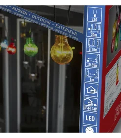 Guirlande Lumineuse De Terrasse 10 M Extensible, 10 Ampoules Multicolores