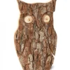 Hibou En Bois D'Ecorce, 16 Cm