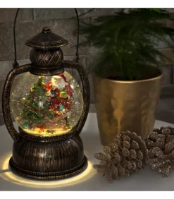 Lanterne À Neige Boule A Led, Père Noël, 20 Cm