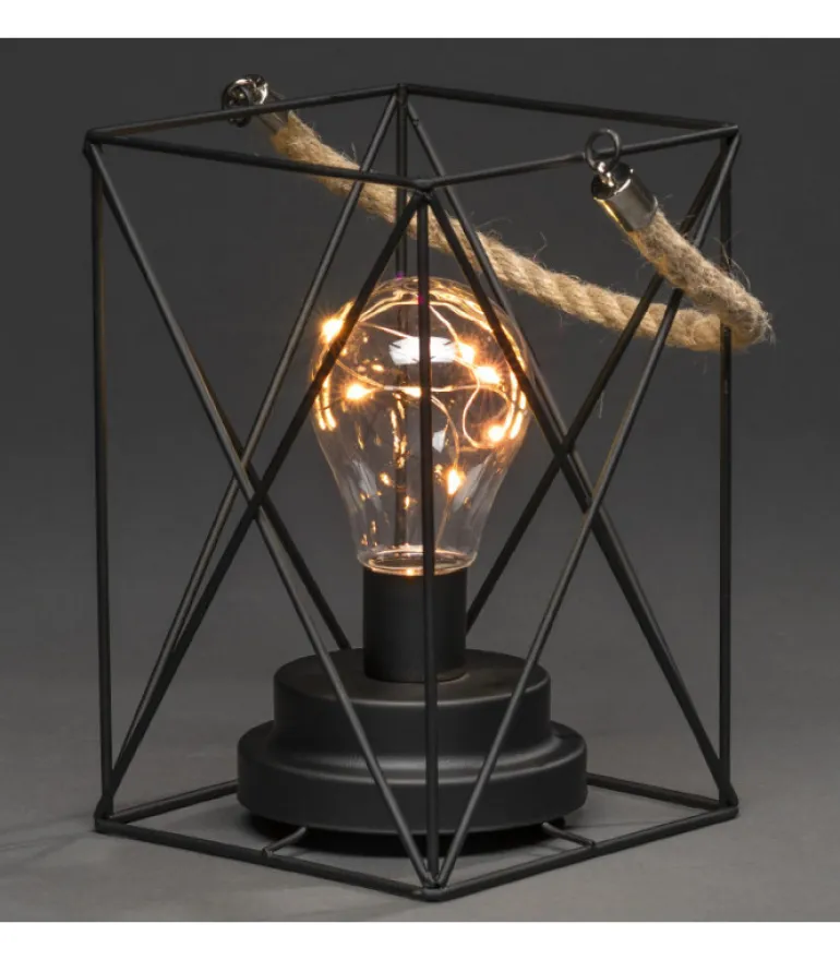 Lanterne Lumineuse A Led En Metal, Carree, 19 Cm