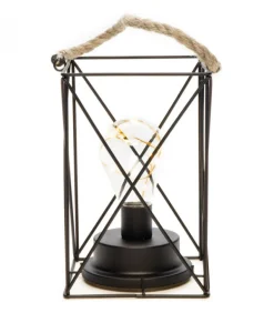 Lanterne Lumineuse A Led En Metal, Carree, 19 Cm