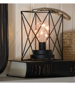 Lanterne Lumineuse A Led En Metal, Carree, 19 Cm