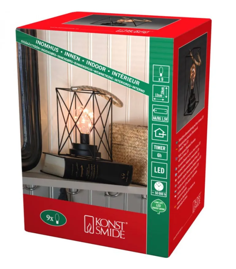 Lanterne Lumineuse A Led En Metal, Carree, 19 Cm