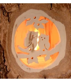 Lanterne Photophore En Bois, Couple D'Hiboux