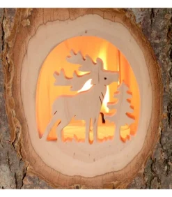 Lanterne Photophore En Bois, Cerf En Foret
