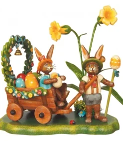 Lapin De Paques En Bois Et Charrette A Oeufs