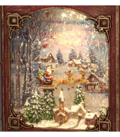 Livre De Noël Lanterne À Neige, Père Noël Dans Un Traineau