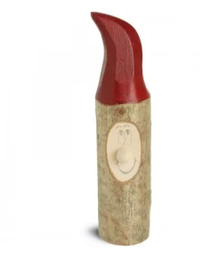 Lutin En Bois Père Noël Avec Bonnet Rouge Peint, 13 Cm