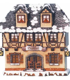 Maison Eclairee Pour Village De Noël Miniature Winterkinder, Restaurant