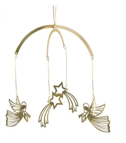 Mobile De Noël A Suspendre, Anges Dores Volants Et Etoiles