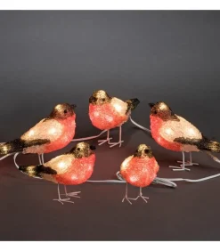 Oiseaux Lumineux Led, 5 Rouge-Gorge