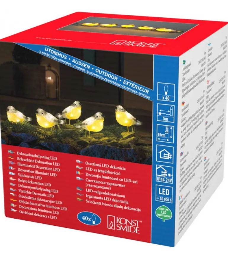 Oiseaux Lumineux Led En Acrylique, 5 Chardonnerets
