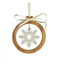 Pendentif En Bois D'Olivier Motif Cristal De Neige N°2