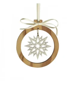 Pendentif En Bois D'Olivier Motif Cristal De Neige N°1