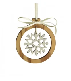 Pendentif En Bois D'Olivier Motif Cristal De Neige N°3