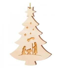 Pendentif Sapin De Noël En Bois, Crèche De Noël