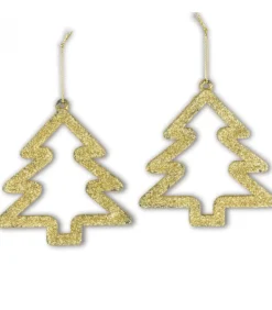 Pendentifs Sapin De Noël, Paillettes Dorees (Par 2)