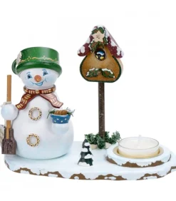 Personnage Porte Encens Bonhomme De Neige Avec Bougeoir