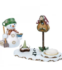 Personnage Porte Encens Bonhomme De Neige Avec Bougeoir