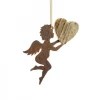Petit Ange En Metal A Suspendre Et Coeur En Bois