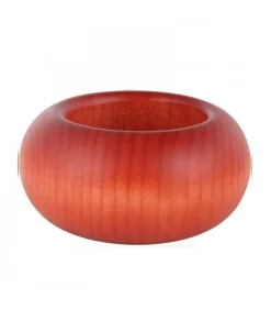 Petit Bougeoir En Bois Couleur Lasure, 7 Cm