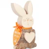 Petit Lapin De Paques En Bois Avec Coeur, 10 Cm