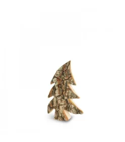 Petit Sapin En Bois, Forme Penchee, 7 Cm