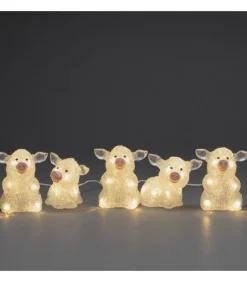 Petits Cochons Lumineux En Acrylique Led 12,5 Cm, Lot De 5