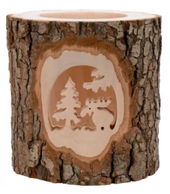 Photophore En Bois Cisele, Elan Dans La Foret