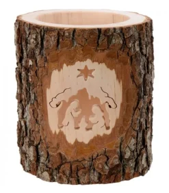 Photophore En Bois Cisele, Crèche De Noël Et Etoile