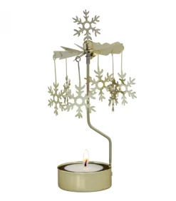 Photophore Noël Flocons De Neige Dores