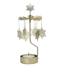 Photophore Noël Flocons Dores