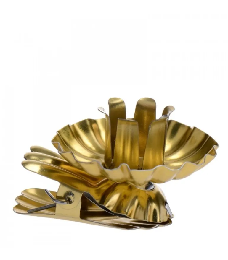 Pince A Bougie Pour Sapin Metal Dore