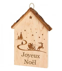 Plaque De Porte En Bois A Suspendre "Joyeux Noël"