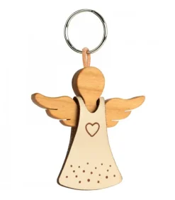 Porte-Cle Ange Avec Coeur Et Robe En Cuir N°1, 5,5 Cm