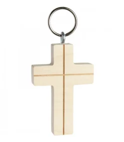 Porte-Clés Croix En Bois Avec Croix, 5 Cm