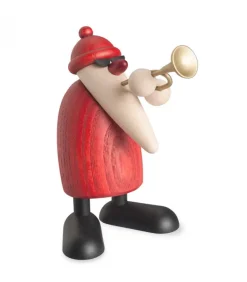 Père Noël En Bois Trompettiste