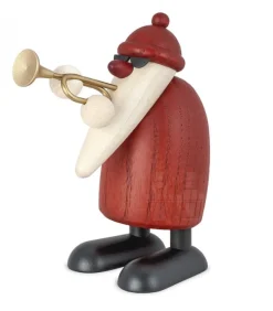 Père Noël En Bois Trompettiste