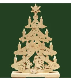 Père Noël Et Rennes Dans Sapin De Noël Led En Bois