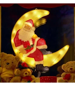 Père Noël Lumineux Sur La Lune
