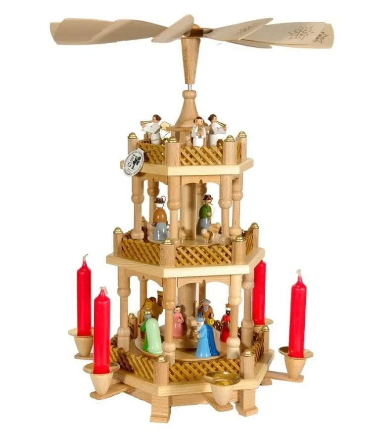 Pyramide De Noël 2 Etages Avec Personnages Couleur