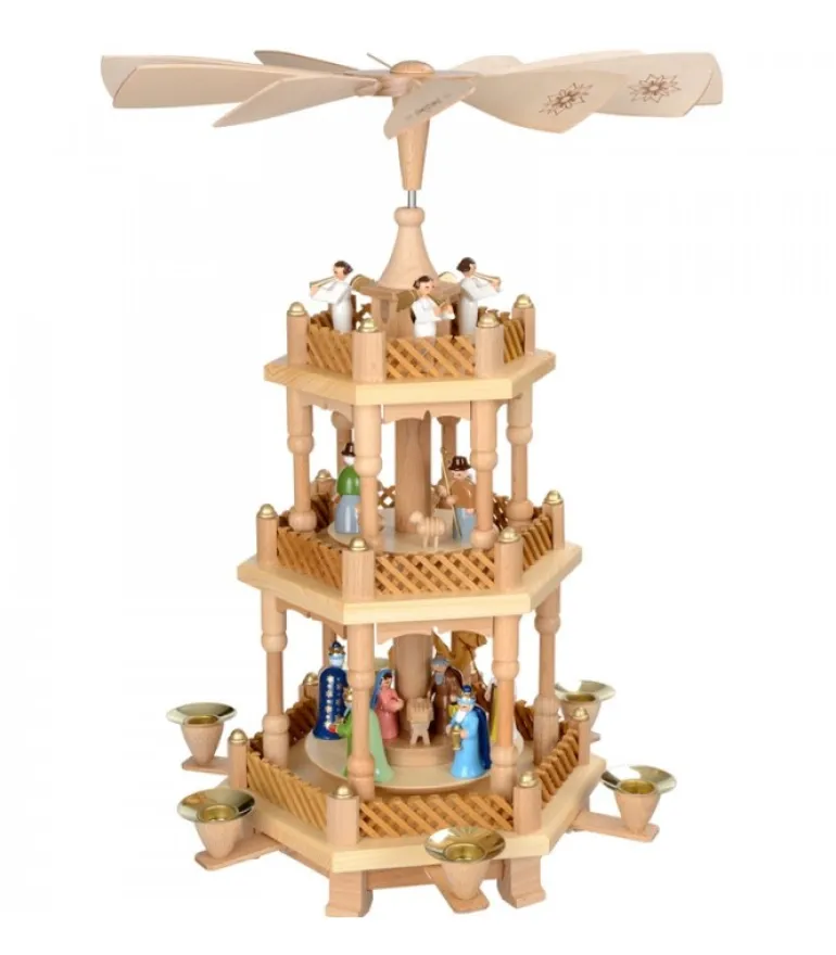 Pyramide De Noël 2 Etages Avec Personnages Couleur