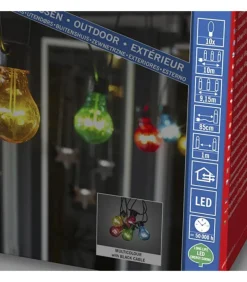 Rallonge 10 M Pour Guirlande Lumineuse De Terrasse, 10 Ampoules Multicolores