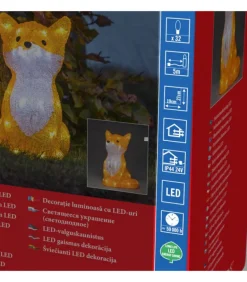 Renard Lumineux A Led En Acrylique, 27 Cm