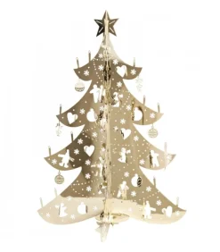 Sapin De Noël Design, Metal Dore, 19 Cm