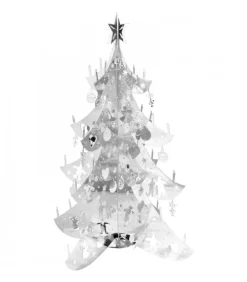 Sapin De Noël Design, Metal Argente, 12 Cm